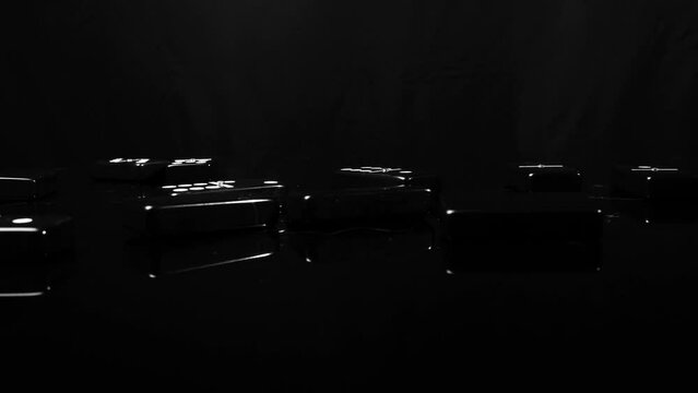 Dominos falling collapsing on table 8