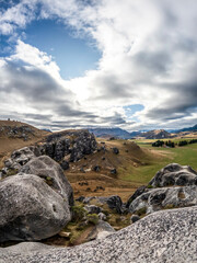 Castle Hill Landscape with Limestone Boulders in Arthur's Pass National Park, Canterbury, New...
