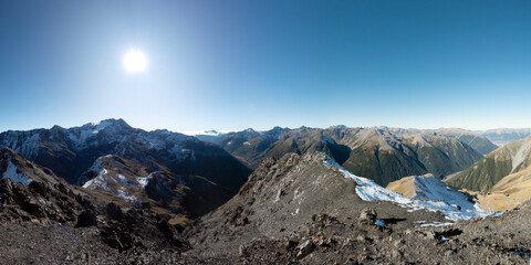 Avalanche Peak Track and Scotts Track landscapes in Arthur's Pass National Park, New Zealand