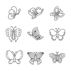 Butterfly doodle line vector illustration