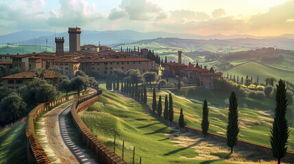Toscane Landscape Italy, Tuscany village