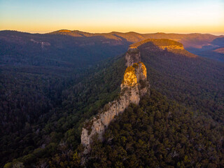 aerial panorama of mountains in main range national park, queensland, australia; famous rocky...
