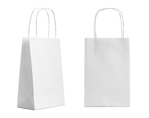 Paper bags with handles isolated on white