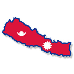 Nepal flag map with clipping path