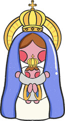 Handdrawn Candelaria Virgin Illustration