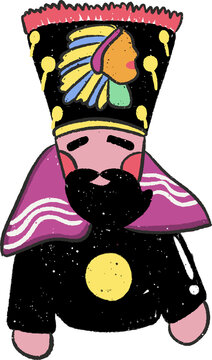 Handdrawn Mexican Man Traditional Clothes