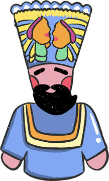 Handdrawn Mexican Man Traditional Clothes