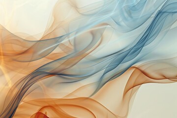 Abstract art with smooth waves of blue and orange, resembling fluid silk in motion, ideal for serene backgrounds.


