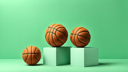 Competitive Spirit Icon. 3D Basketball Ball Illustration on Clean Background, Symbolizing the Drive and Determination of Athletes