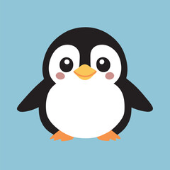 a penguin logo, the smallest flat vector logo,, with no realistic photo details, vector illustration kawaii