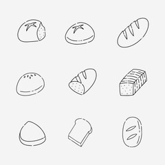 Bread doodle line vector illustration