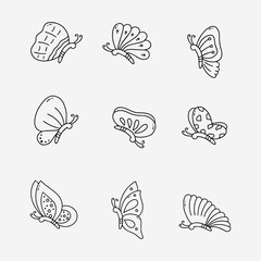 Butterfly doodle line vector illustration