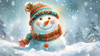 illustration of a happy and jolly snowman
