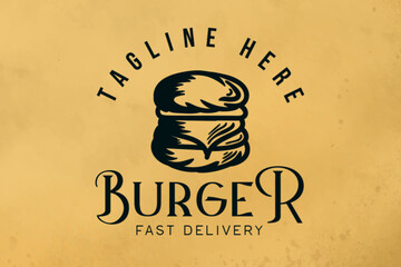 vintage burger, fast food logo