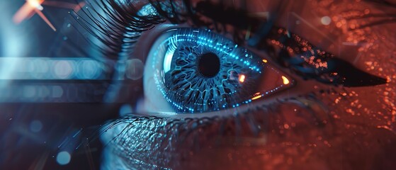 A close-up of a woman's eye in the process of scanning for identification.