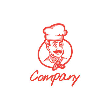 chef hand drawn logo illustration design