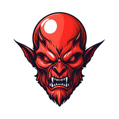 devil demon beast head design. for sticker, mask, etc. colorful concept
