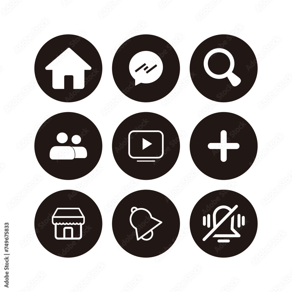 Poster user interface icon set vector design symbol of web site and mobile app. resources graphic element design. Vector illustration with application and technology UI themes