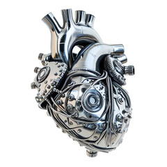 Silver Heart Shaped Object on White Background