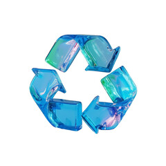 Blue Plastic Recycling Symbol on White Background