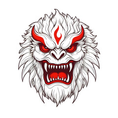 devil demon beast head design. for sticker, mask, etc. colorful concept