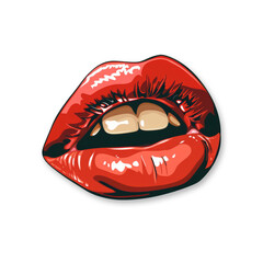 Obraz premium beautiful red lips Transparent background illustration of Red lipstick