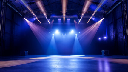 Free stage with lights, and lighting devices.