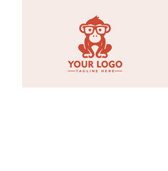 Fototapeta na wymiar Simple Geek Monkey vector logo design Vintage Monkey logo vector for Business Identity