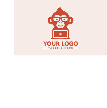 Simple Geek Monkey vector logo design Vintage Monkey logo vector for Business Identity