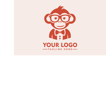 Simple Geek Monkey vector logo design Vintage Monkey logo vector for Business Identity
