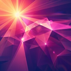 Vibrant Low Poly Design with Radiating Light. Abstract background. Generative AI