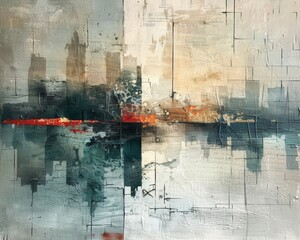 Abstract Urban Landscape with Textured Layers. Generative AI