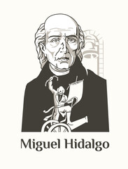VECTORS. Illustration of Miguel Hidalgo, a priest and revolutionary leader who is called the father of Mexican independence
