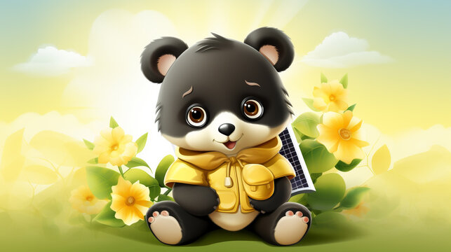 Adorable animal mascots promoting solar energy techenhanced secure and friendly renewable message