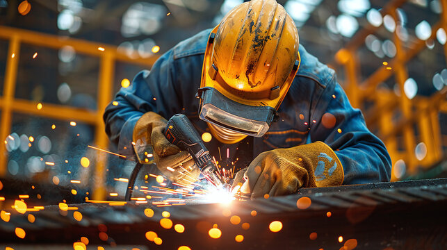 close-up portrait of welder working on a construction site
