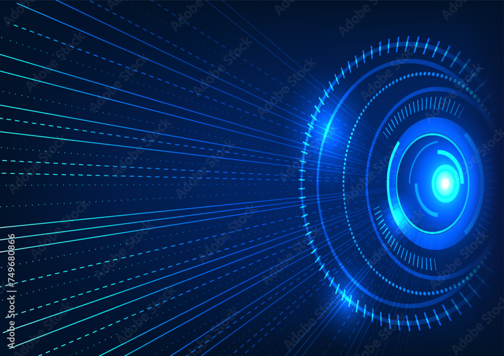 Poster abstract background technology, high-tech circle with lines running through it represents the techno