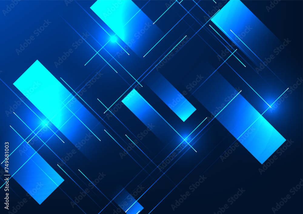 Aufkleber abstract background technology, digital data lines overlaid with sharp geometric shapes that add dim