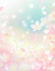 【縦写真】青空に舞う桜の花びら