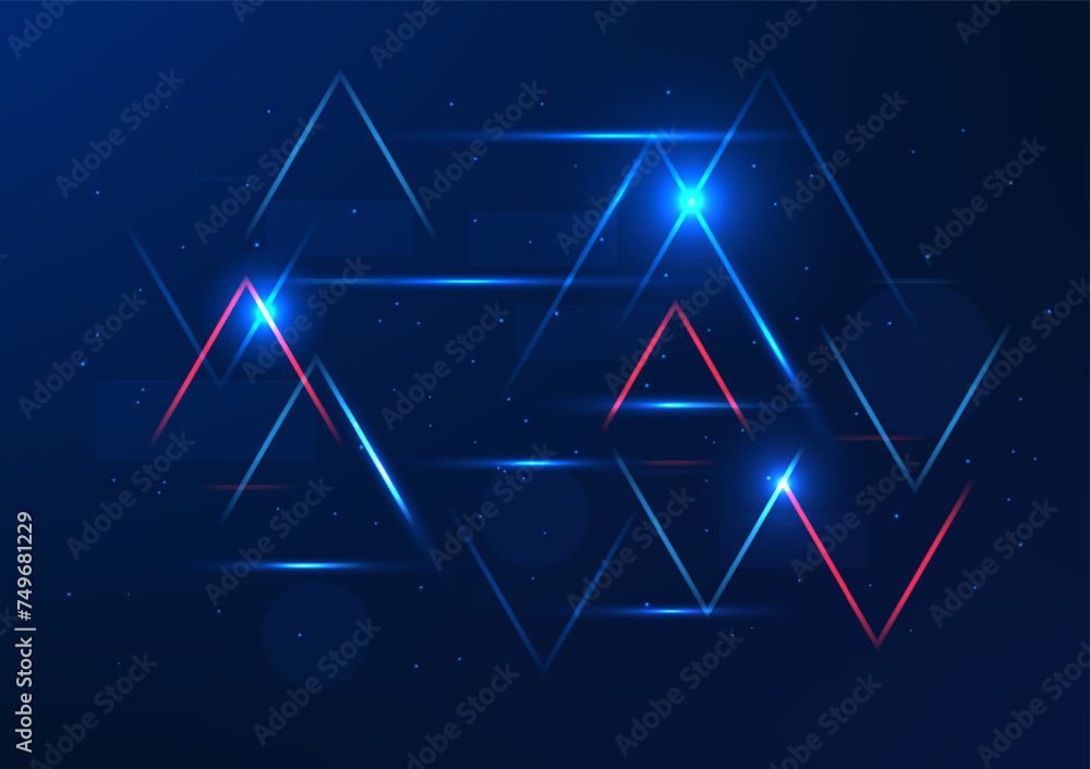 Poster abstract background technology, geometric shapes triangular lines with glowing lines placed overlapp