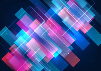 Abstract background technology, Geometric squares arranged on top of each other represent three-dimensional system data. vector illustration, brochure, poster