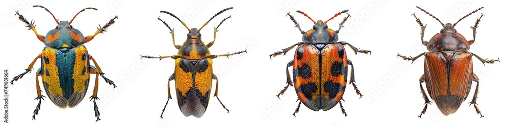 Wall mural set of bugs isolated on transparent background
