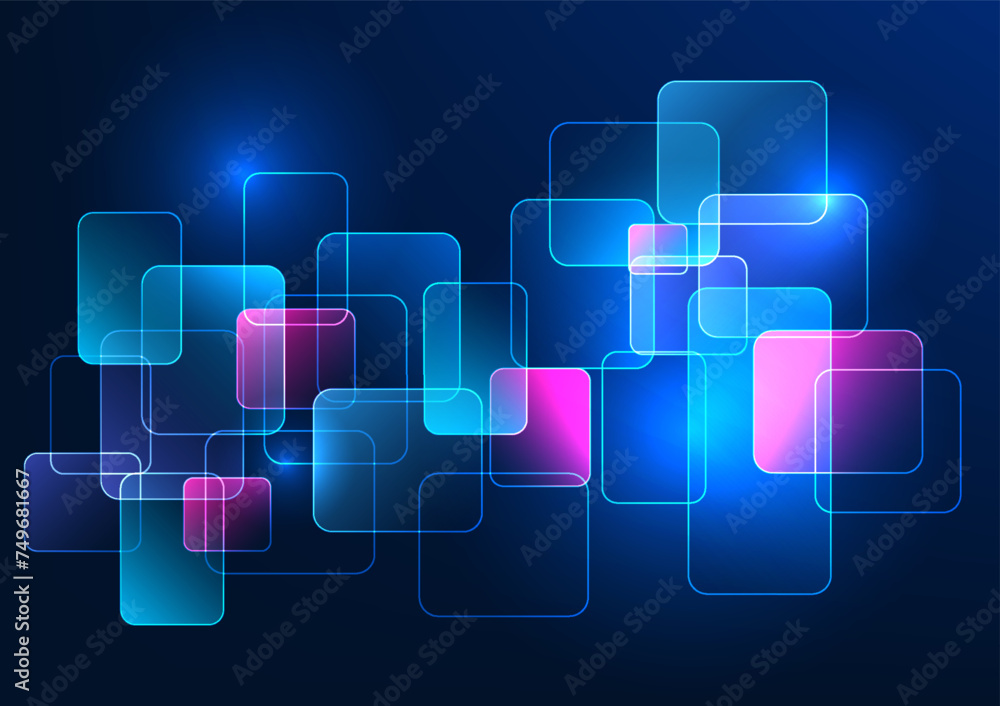 Poster abstract background technology square geometric shape placed in a row on top of each other with dime