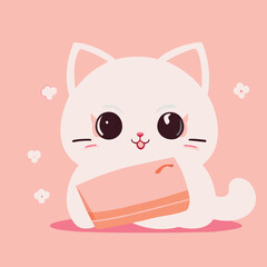 Obraz na płótnie Canvas cute cat eating kimbap and tasty vector, vector illustration kawaii