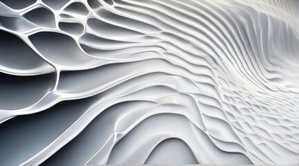 Abstract white gradient technology metallic surface wave mesh background from Generative AI
