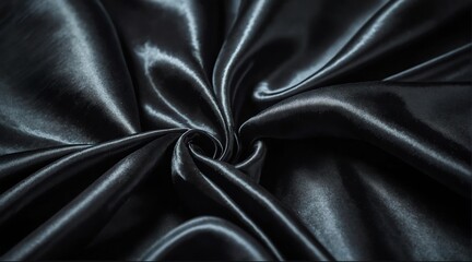 Fototapeta premium Shiny smooth wavy folds of black grunge silk satin velvet material texture from Generative AI