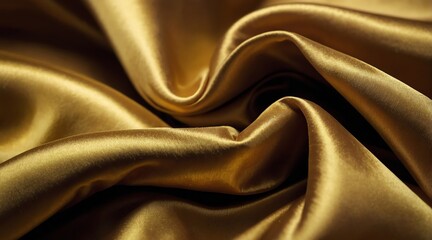Shiny smooth wavy folds of gold grunge silk satin velvet material texture from Generative AI