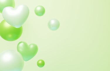 3D背景素材_ハート_緑