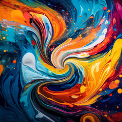 Abstract swirls of color in a paint palette.