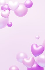 3D背景素材_ハート_紫