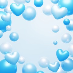 3D背景素材_ハート_水色
